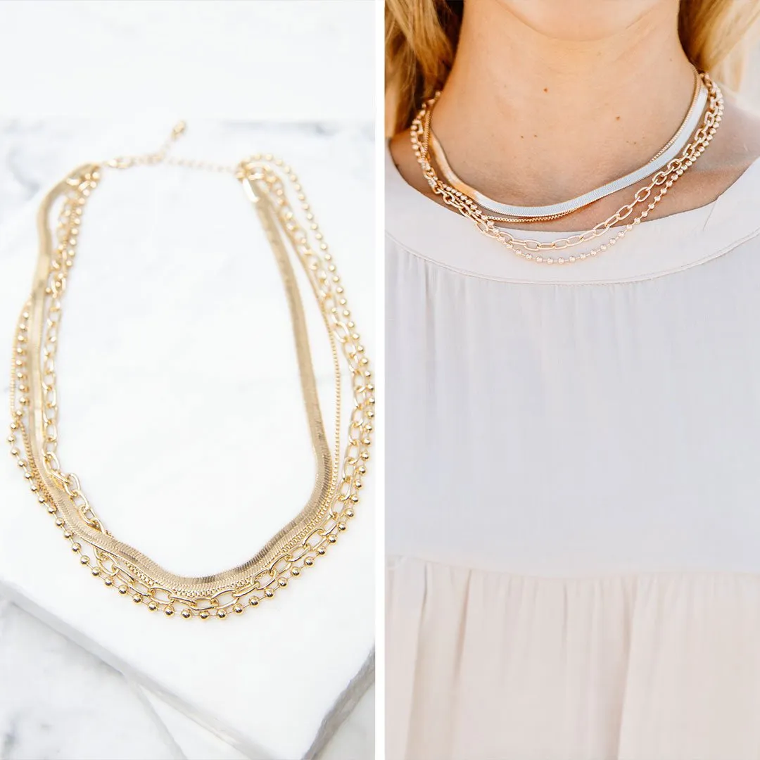 Self Possessed Gold Layered Chain Necklace