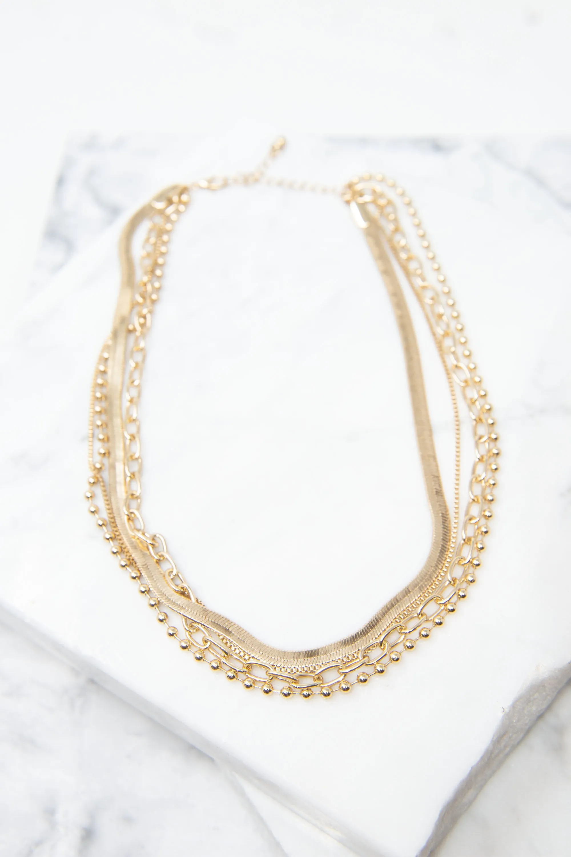 Self Possessed Gold Layered Chain Necklace