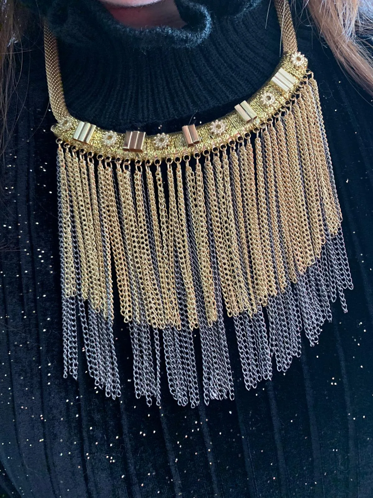 Short Chain Tassel Golden Necklace