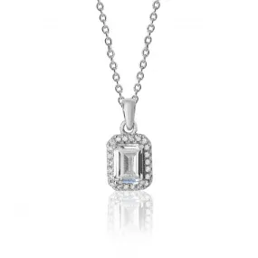 Silver & Co Bezel Cut Cubic Zirconia Halo Pendant SPG0027CZ