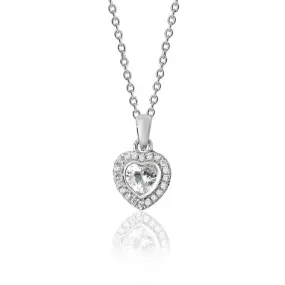 Silver & Co Claw Set Heart Shape Halo Pendant with CZ Stones | SPG0017CZ