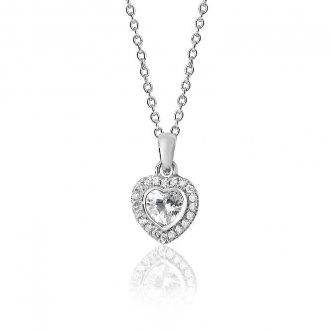 Silver & Co Claw Set Heart Shape Halo Pendant with CZ Stones | SPG0017CZ