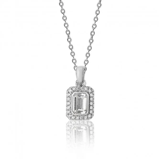 Silver & Co Halo Style Pendant with Cubic Zirconia in 925 Silver Chain - SPG0021CZ