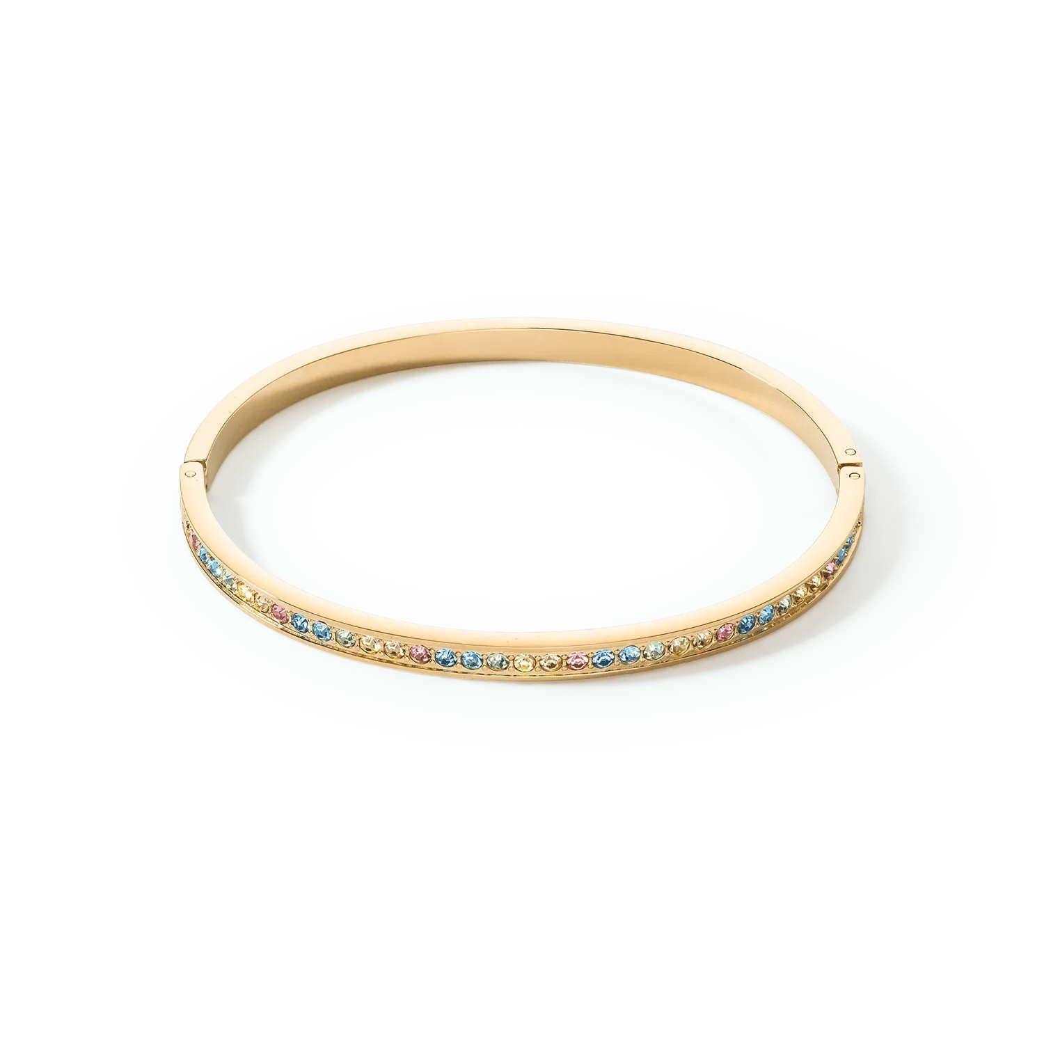 Stainless Steel Crystal Glass Multicolour Pastel Gold Bangle 0127/37-1590