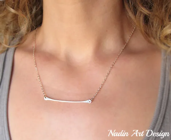 Sterling Silver Curved Bar Necklace