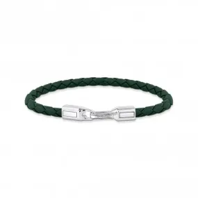 Sterling Silver Green Leather Bracelet A2149-682-6