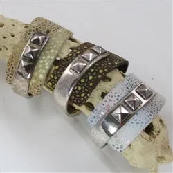 Stingray Leather Cuff Bracelets Silver Accent