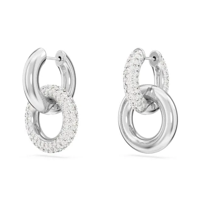 Swarovski Dextera White Rhodium plated Asymmetric Interlocking loop Hoop Earrings 5671807