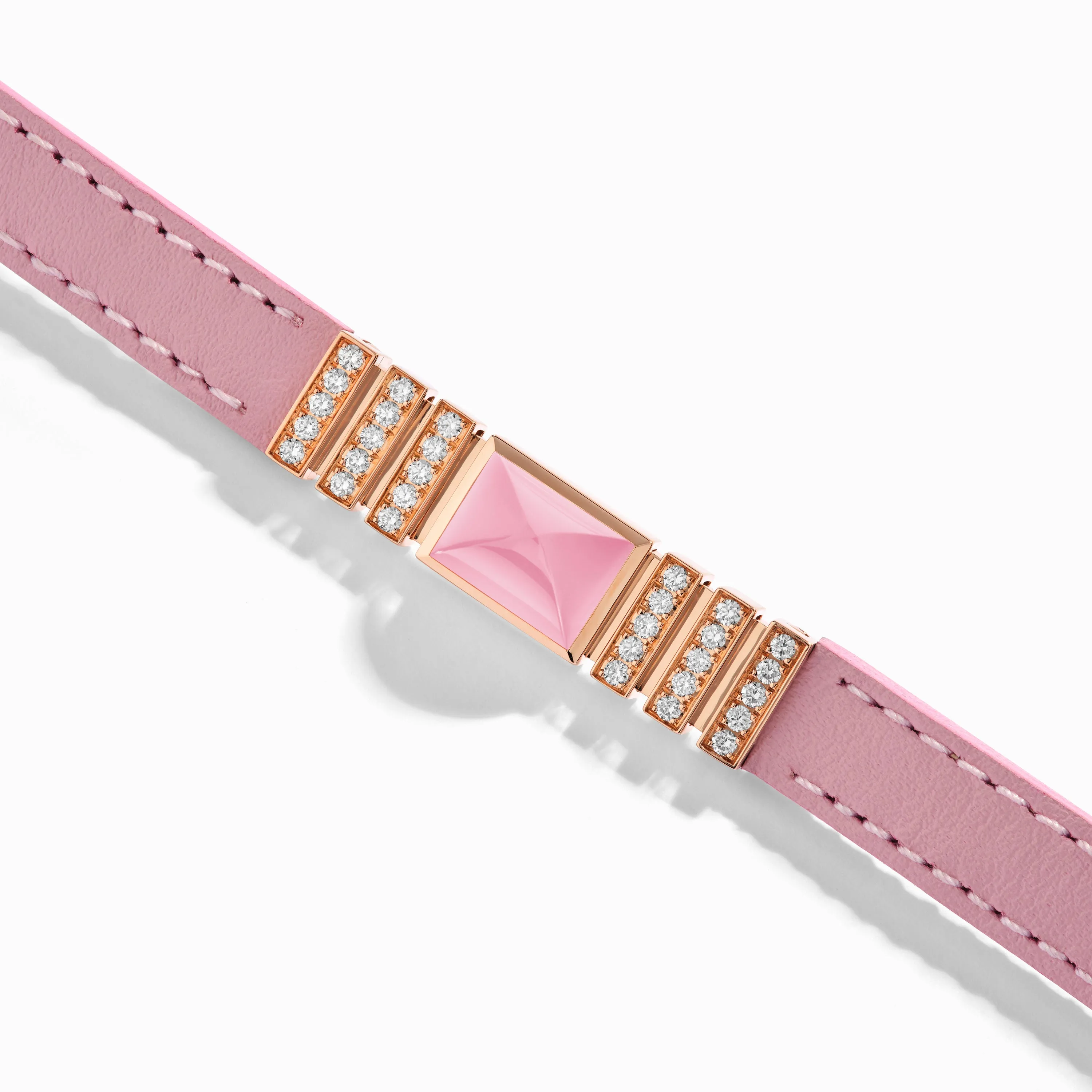 UNII Gold and Pavé Diamond Leather Strap Bracelet