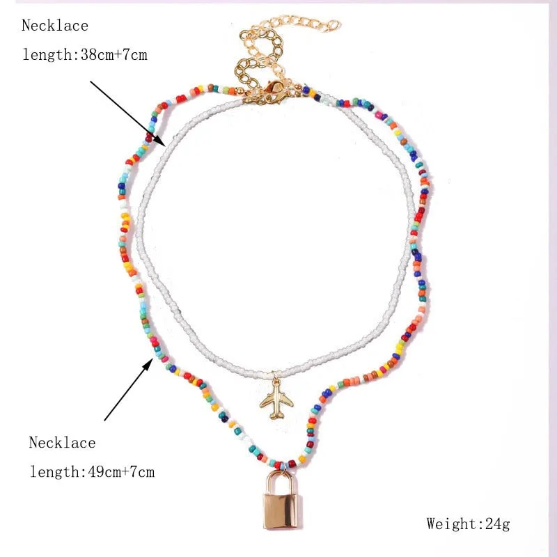 VenusFox Colorful Africa Beads Necklace for Women Short Collar Necklace Choker Women's Neck Chains Bohemian Summer Jewelry Gifts