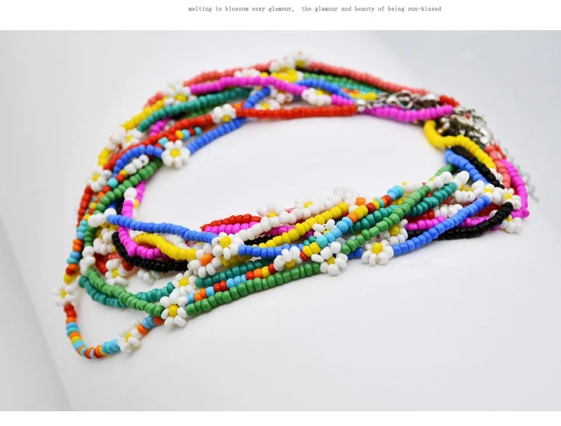 VenusFox Colorful Africa Beads Necklace for Women Short Collar Necklace Choker Women's Neck Chains Bohemian Summer Jewelry Gifts