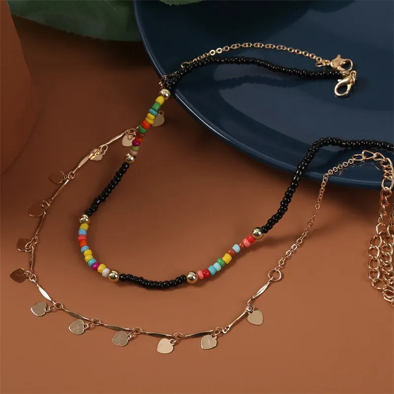 VenusFox Colorful Africa Beads Necklace for Women Short Collar Necklace Choker Women's Neck Chains Bohemian Summer Jewelry Gifts