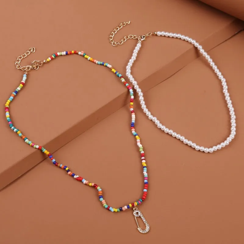 VenusFox Colorful Africa Beads Necklace for Women Short Collar Necklace Choker Women's Neck Chains Bohemian Summer Jewelry Gifts