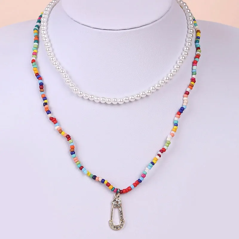 VenusFox Colorful Africa Beads Necklace for Women Short Collar Necklace Choker Women's Neck Chains Bohemian Summer Jewelry Gifts