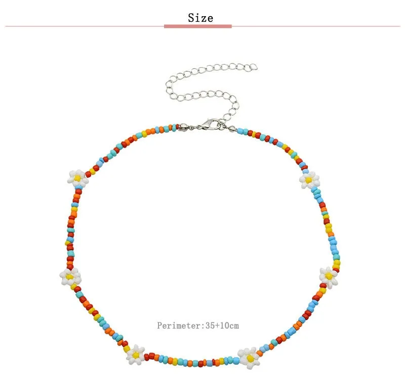 VenusFox Colorful Africa Beads Necklace for Women Short Collar Necklace Choker Women's Neck Chains Bohemian Summer Jewelry Gifts