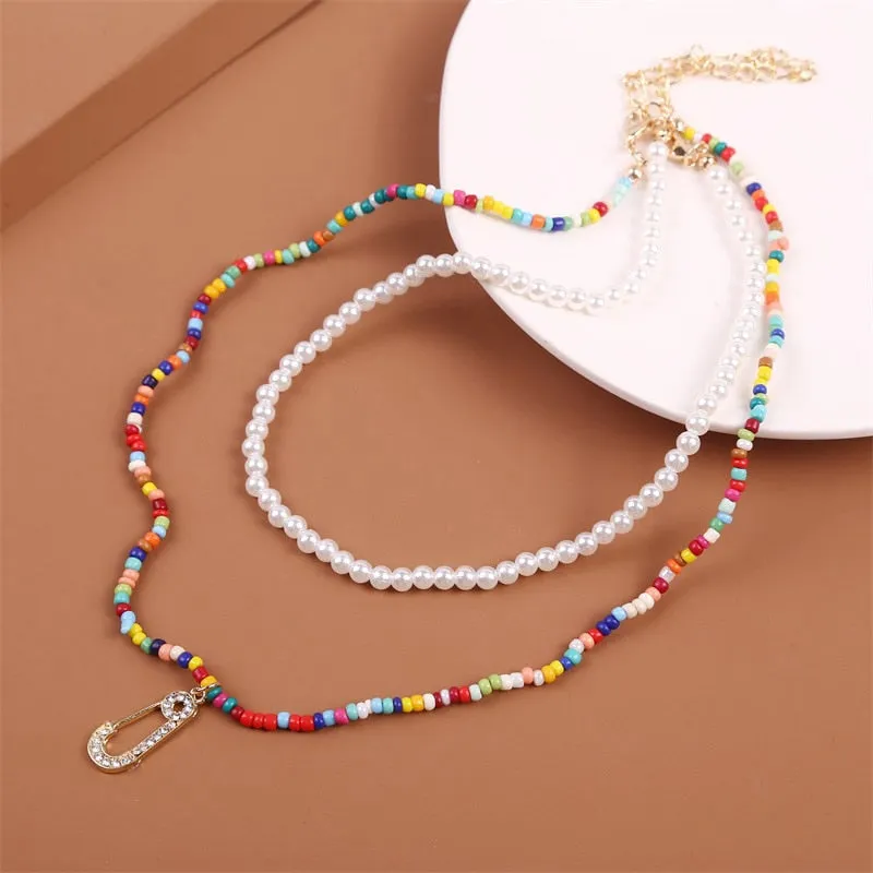 VenusFox Colorful Africa Beads Necklace for Women Short Collar Necklace Choker Women's Neck Chains Bohemian Summer Jewelry Gifts