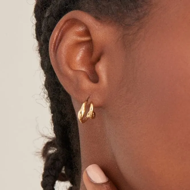 Wave Double Hoop Stud Earrings E044-04G