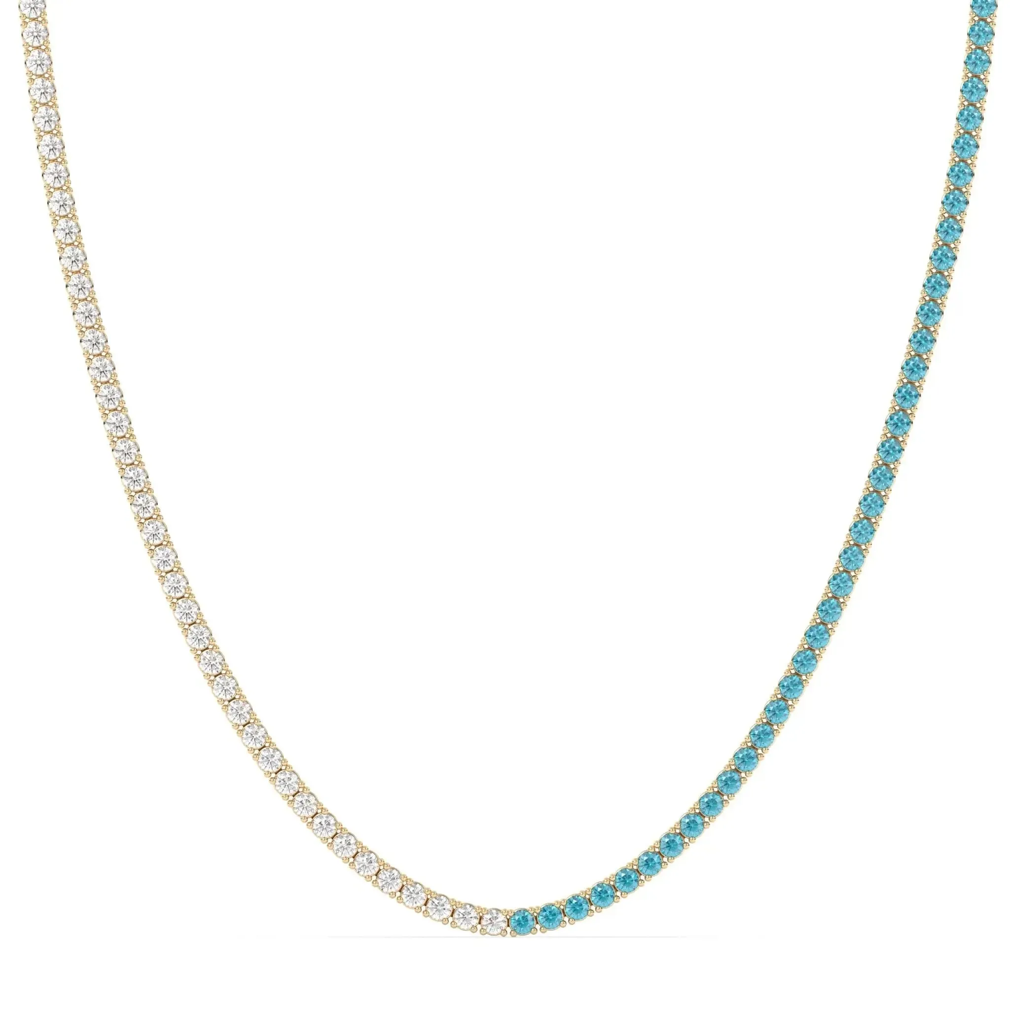 White & Blue Topaz Tennis Necklace