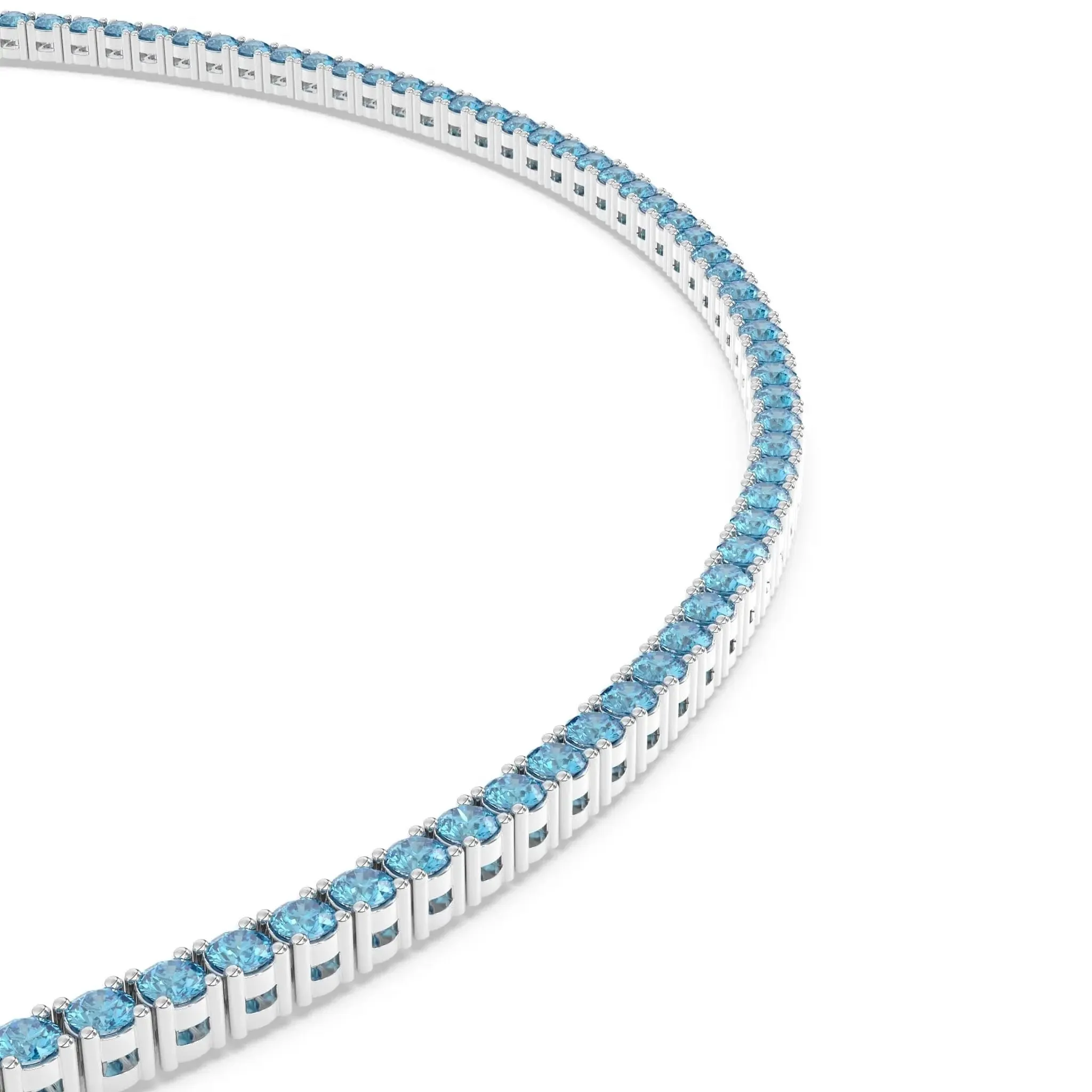 White & Blue Topaz Tennis Necklace