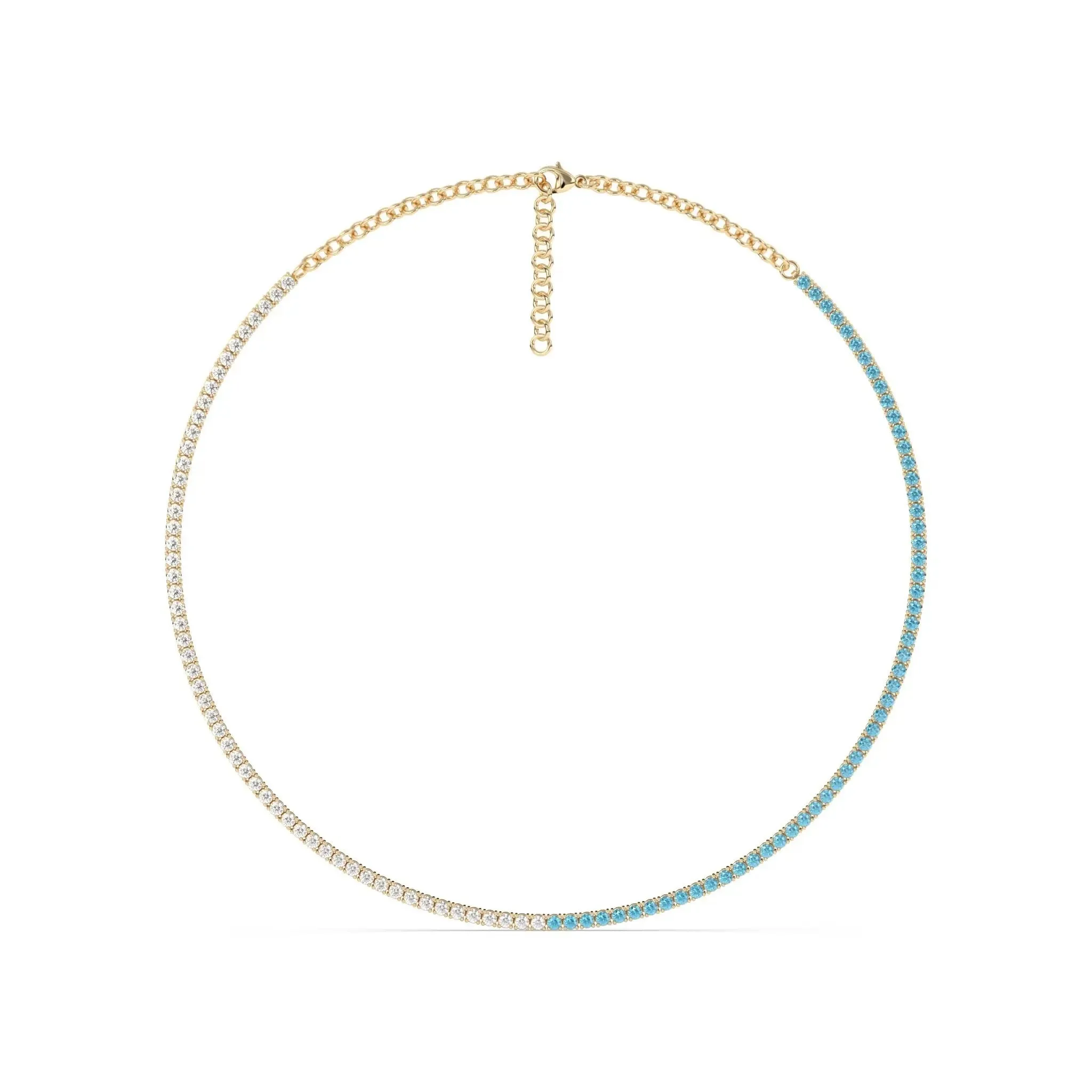 White & Blue Topaz Tennis Necklace