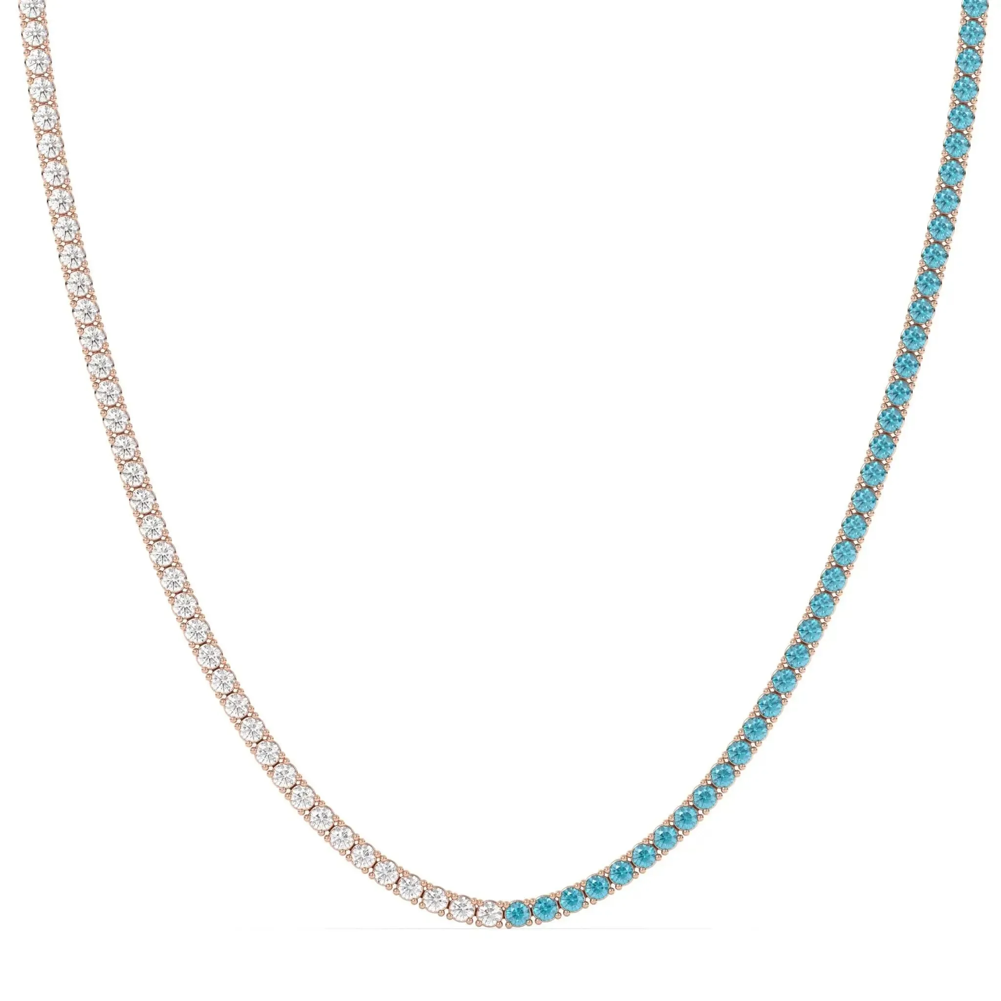 White & Blue Topaz Tennis Necklace