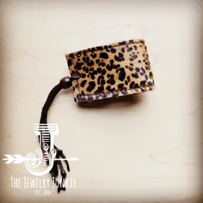 **Wide Leather Cuff w/ Adjustable Tie- Mini Leopard 013yy