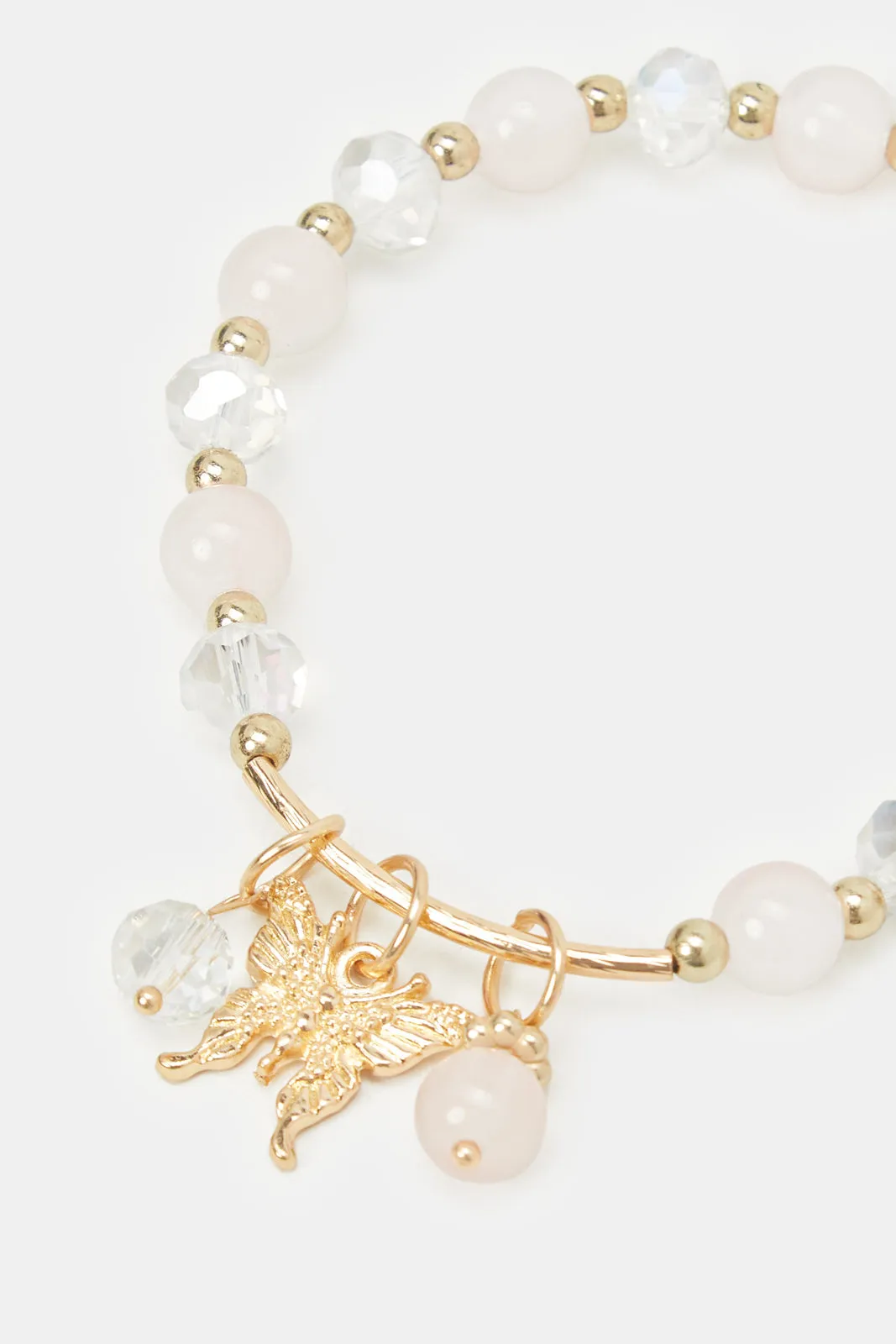 Women Gold And White Embellished Bracelet