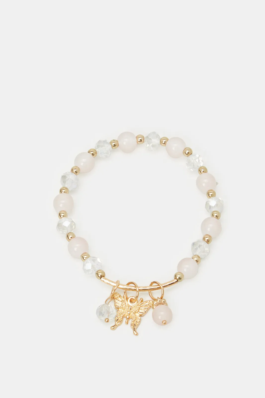 Women Gold And White Embellished Bracelet