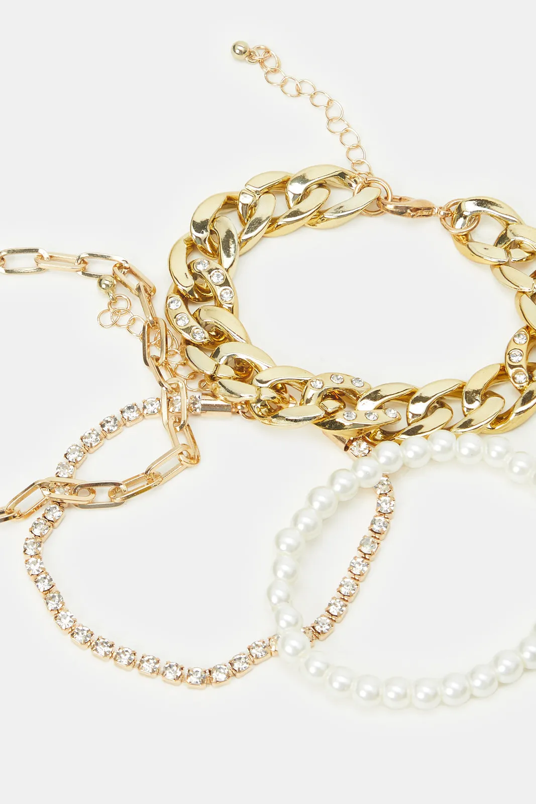 Women Gold Embellished Bracelet Set (4 Piece)