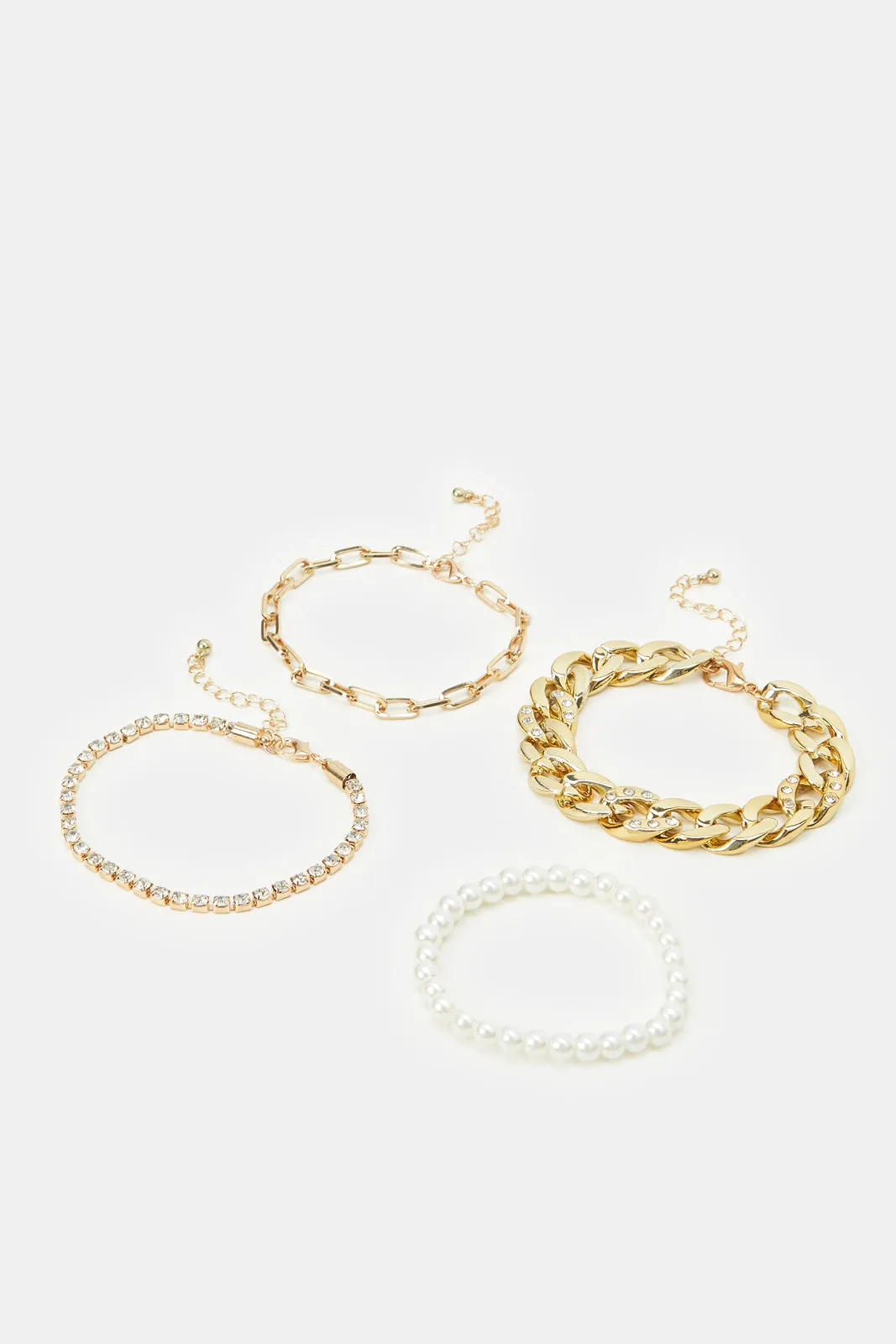 Women Gold Embellished Bracelet Set (4 Piece)