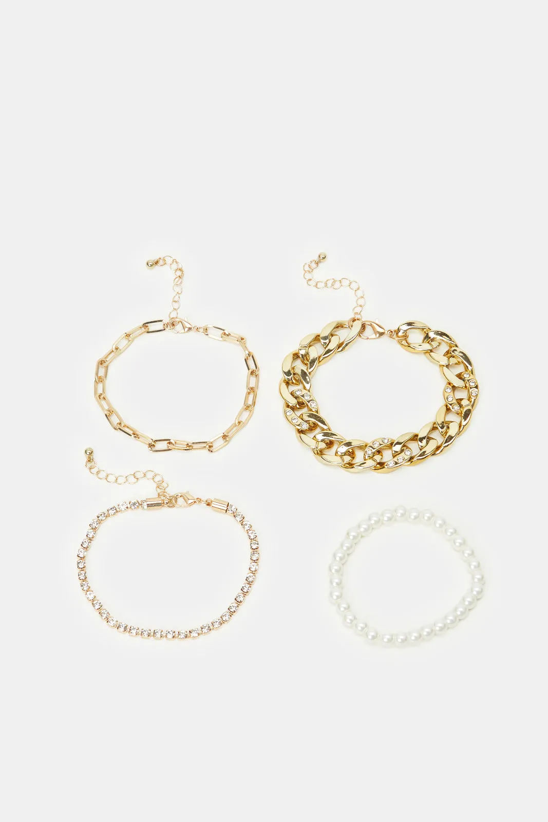 Women Gold Embellished Bracelet Set (4 Piece)