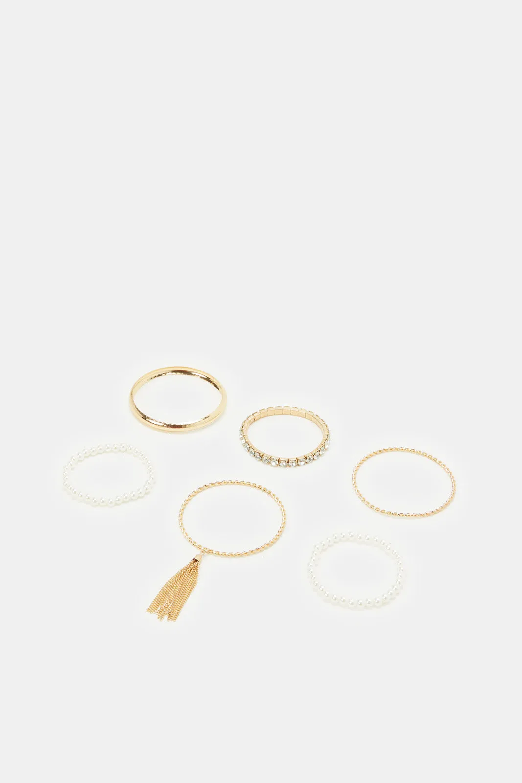 Women Gold Embellished Bracelet Set (Pack of 6)