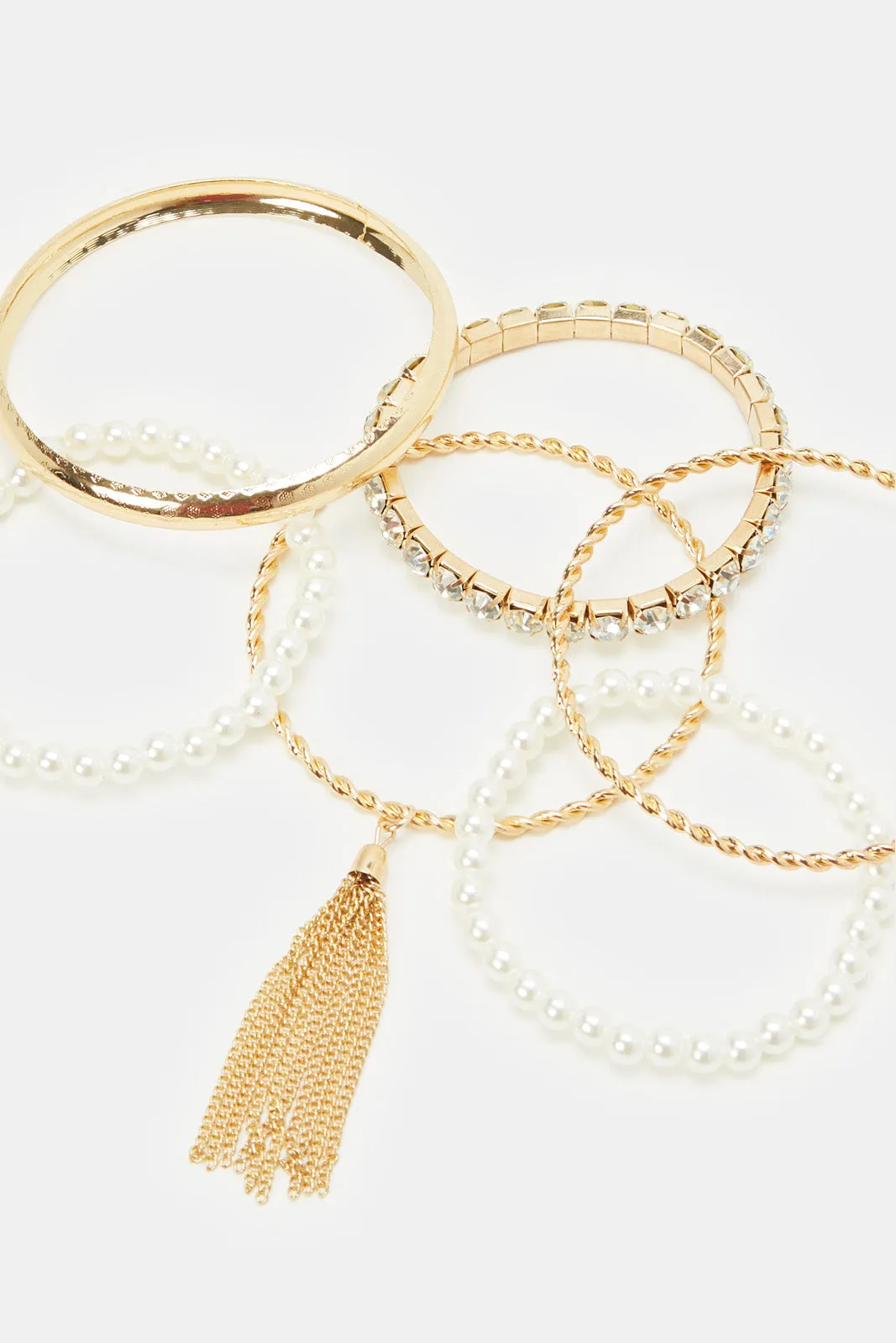 Women Gold Embellished Bracelet Set (Pack of 6)