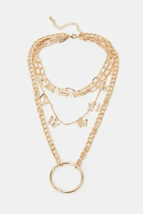 Women Gold Layered Embellished Necklace