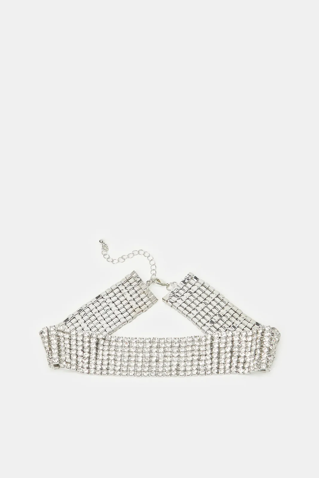 Women Silver Rhinestone Choker