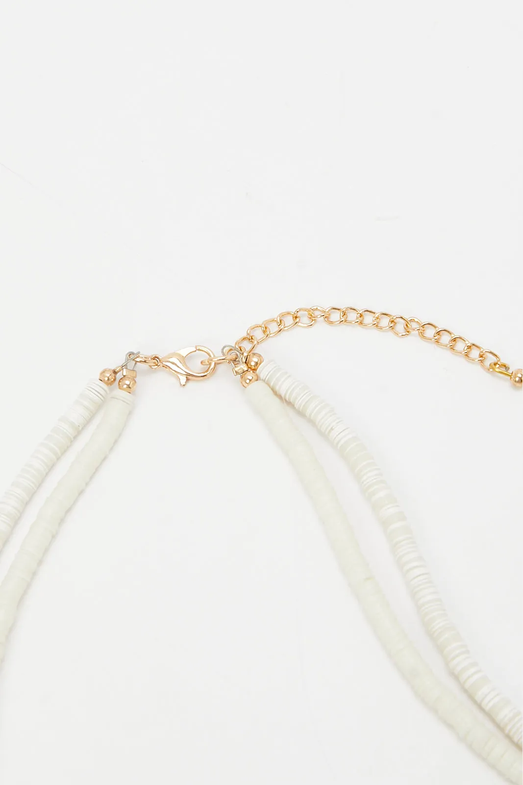 Women White And Gold Embellished Necklace