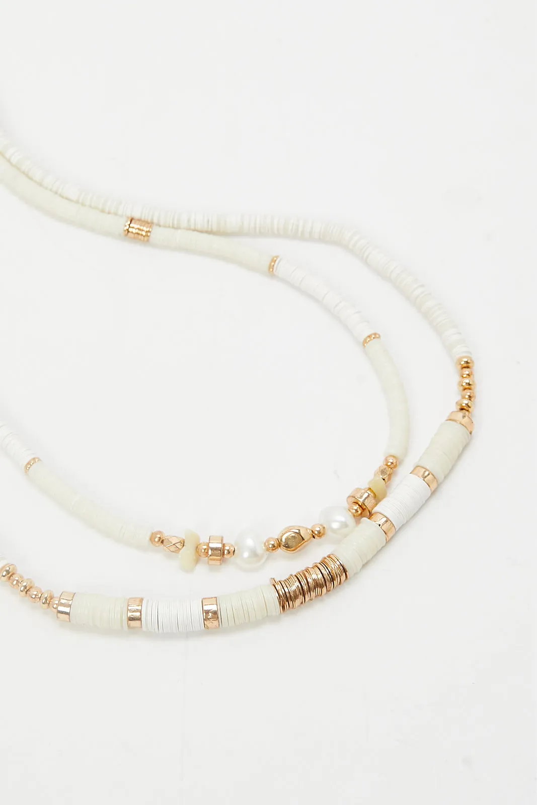 Women White And Gold Embellished Necklace