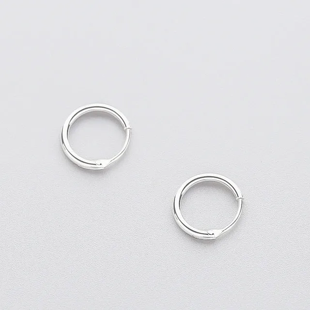 Women's 925 Sterling Silver Smooth Round Hoop Earrings