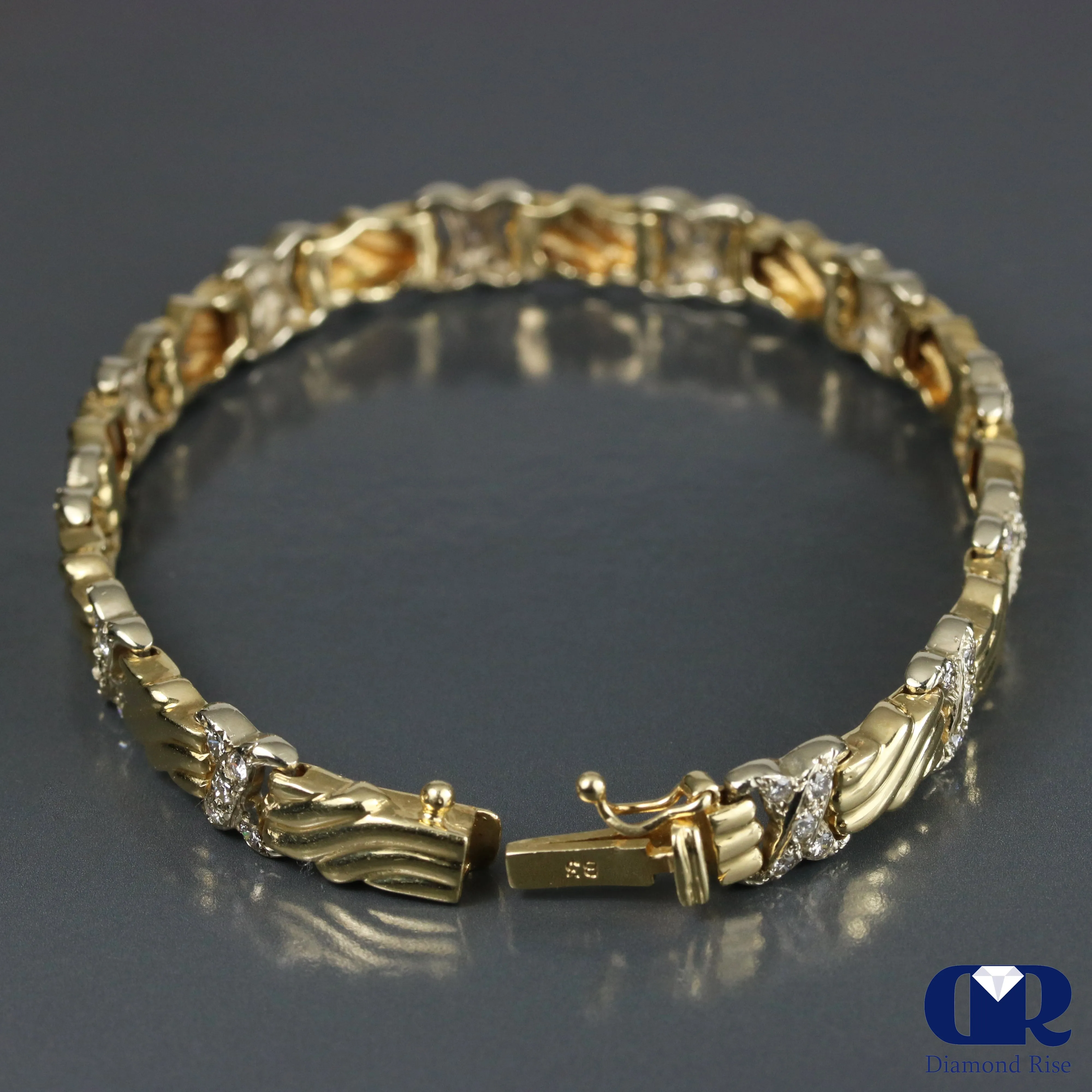 Women's Diamond Bracelet In 14K White And Yellow Gold