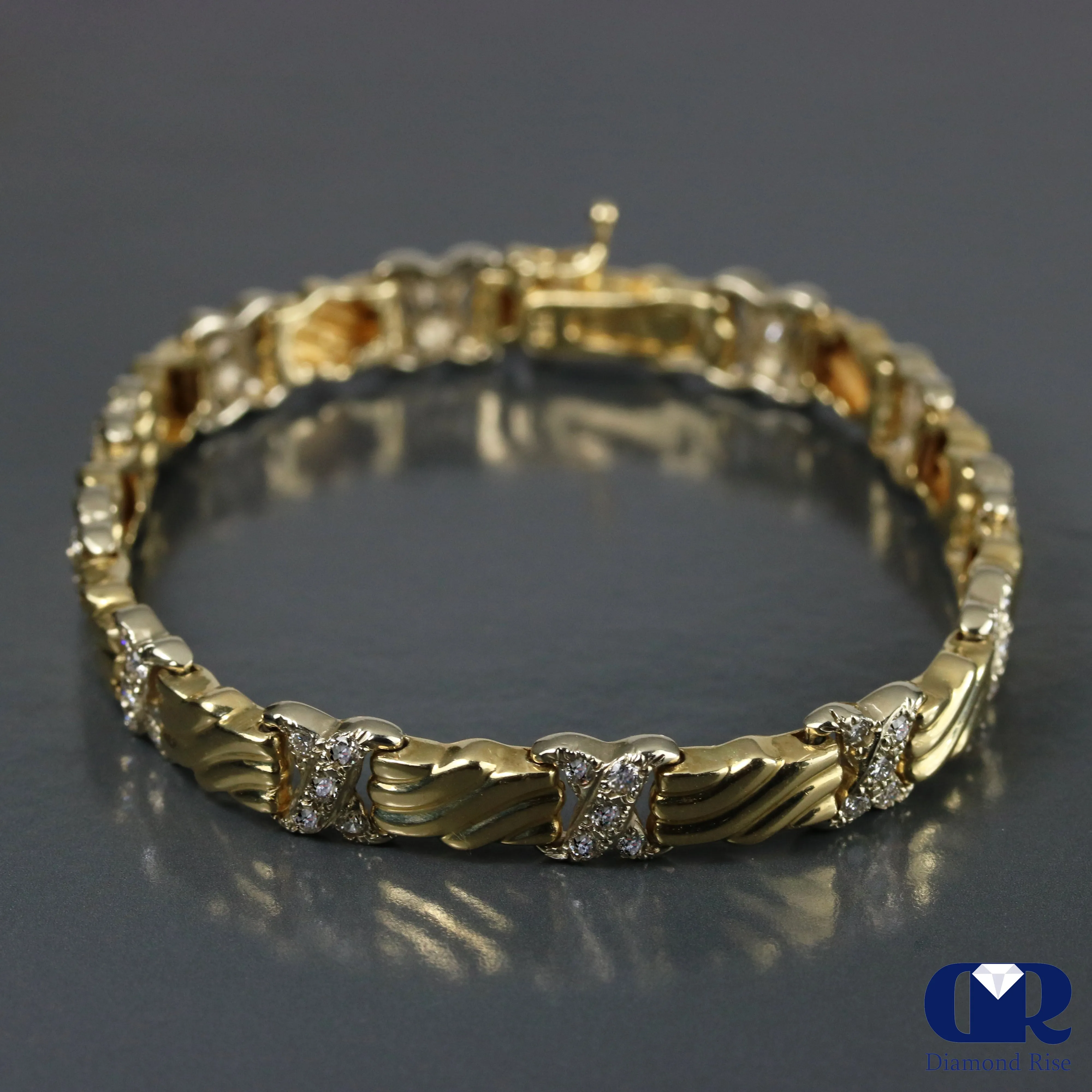 Women's Diamond Bracelet In 14K White And Yellow Gold