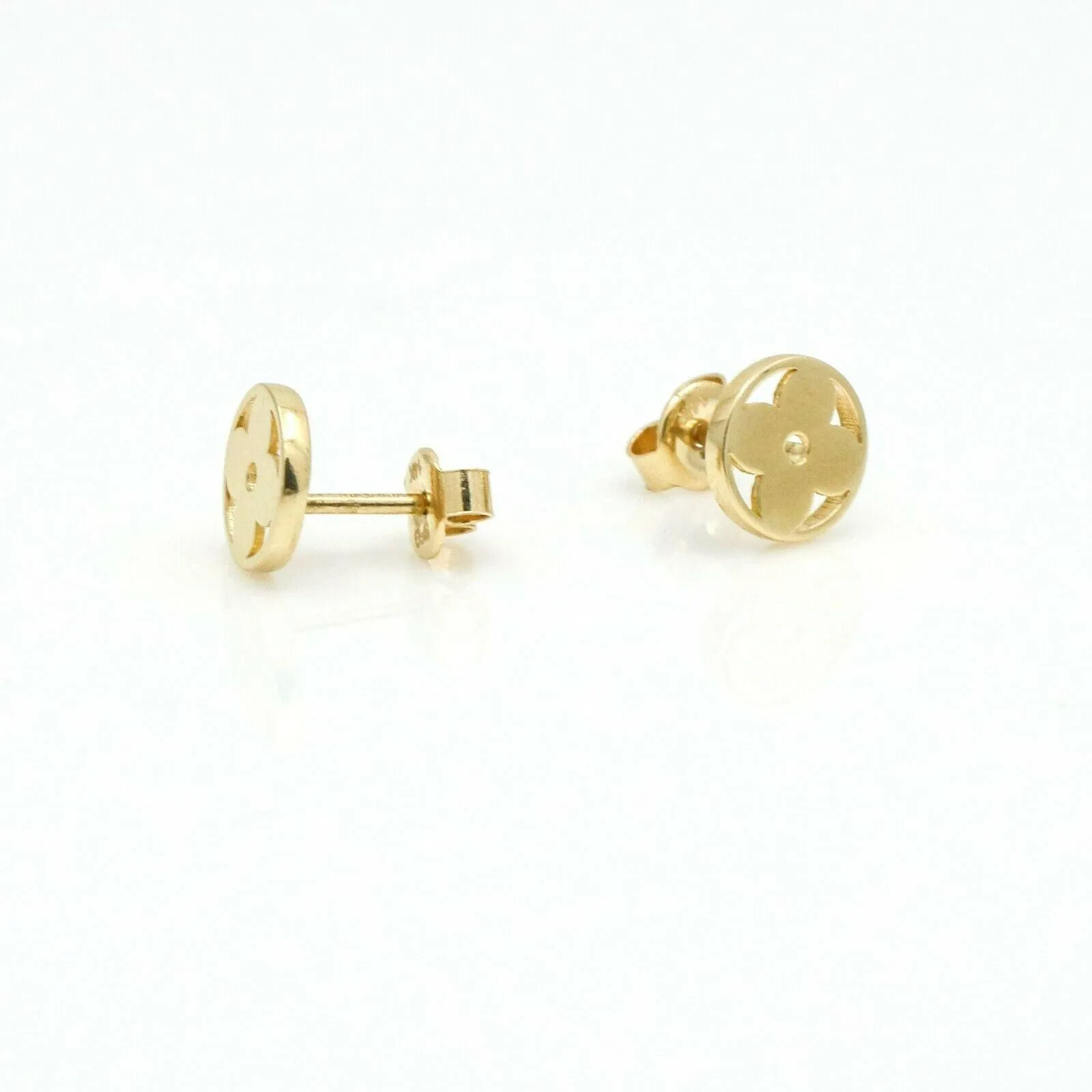 Women's Four-Leaf Clover Round Stud Earrings in 14k Yellow Gold