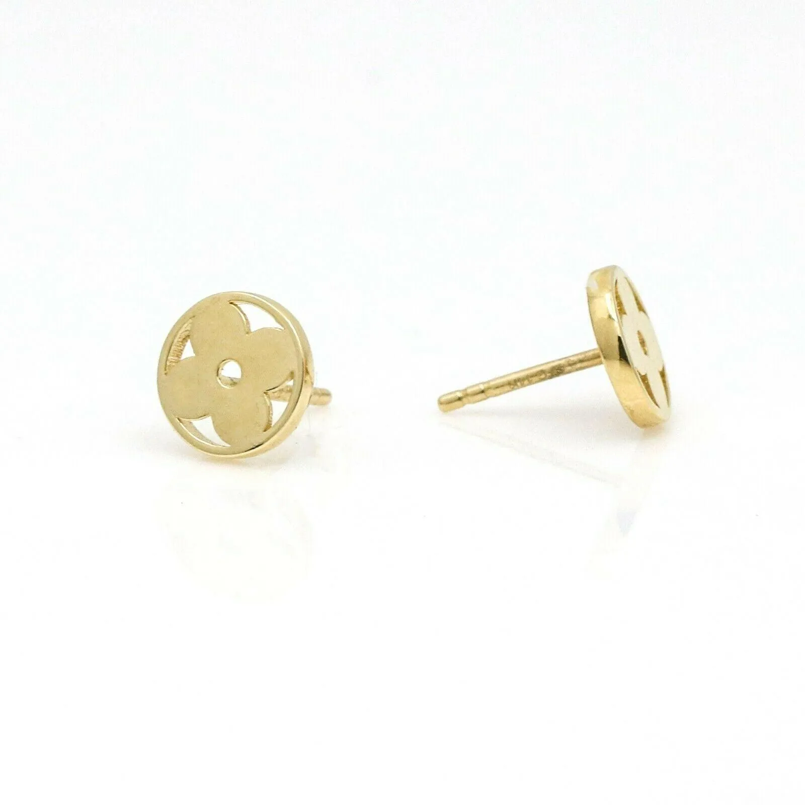 Women's Four-Leaf Clover Round Stud Earrings in 14k Yellow Gold