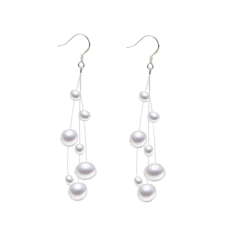 Women's White Natural Freshwater Baroque Pearl Earrings