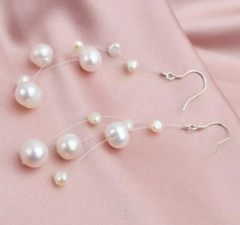 Women's White Natural Freshwater Baroque Pearl Earrings